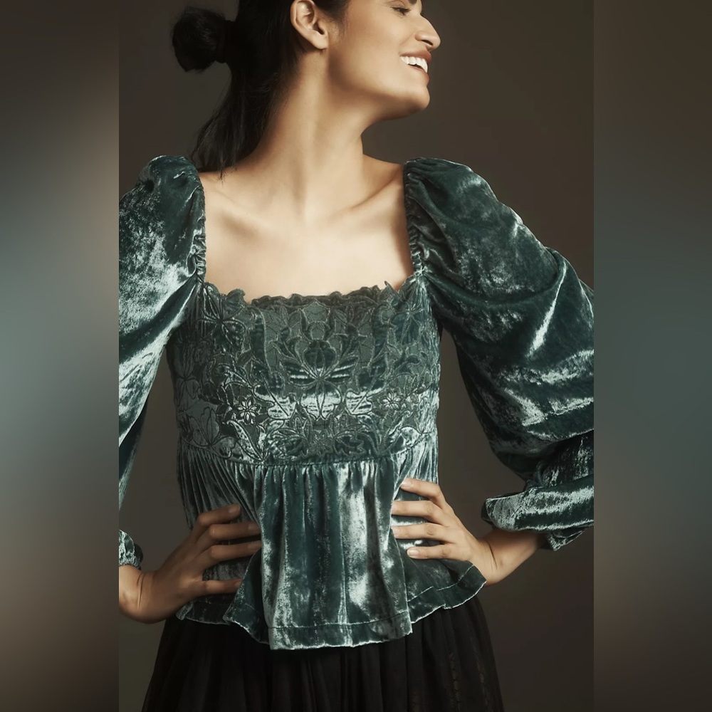 Elegant Velvet Green Top
